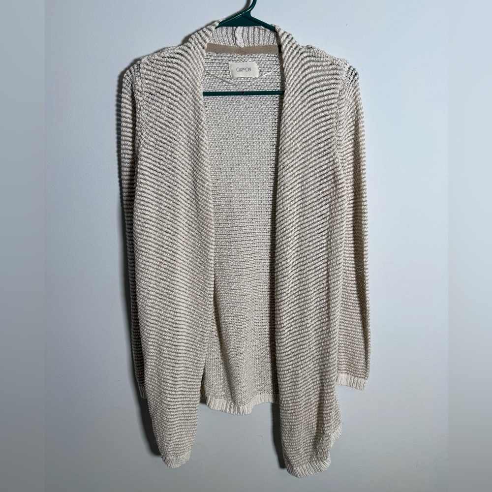 Cream Textured Knit‎ Waterfall Cardigan | Made in Turkey | Neutral XS